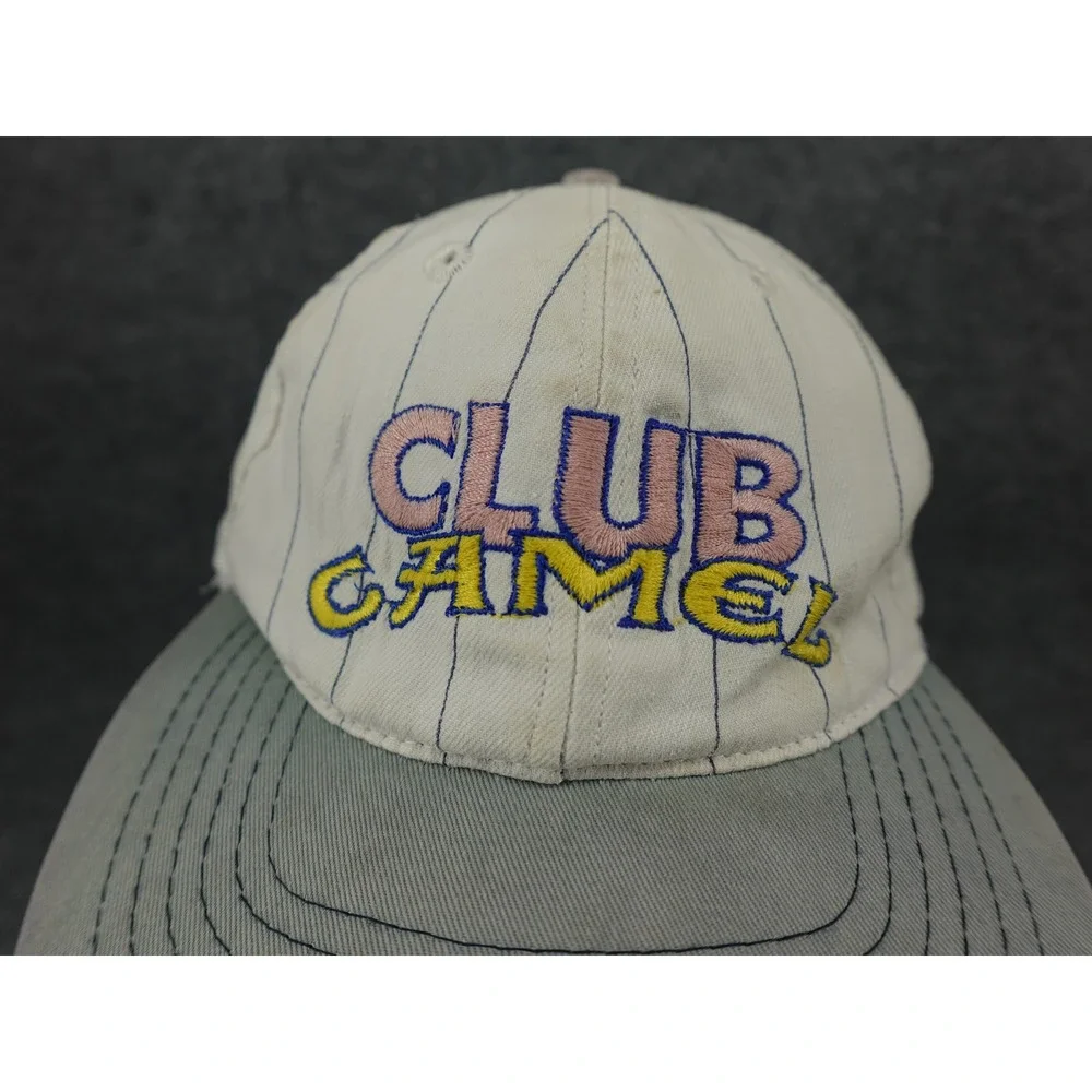Camel Club Camel Snapback Hat Mens OSFA White Grey Vintage 90s Pinstripe